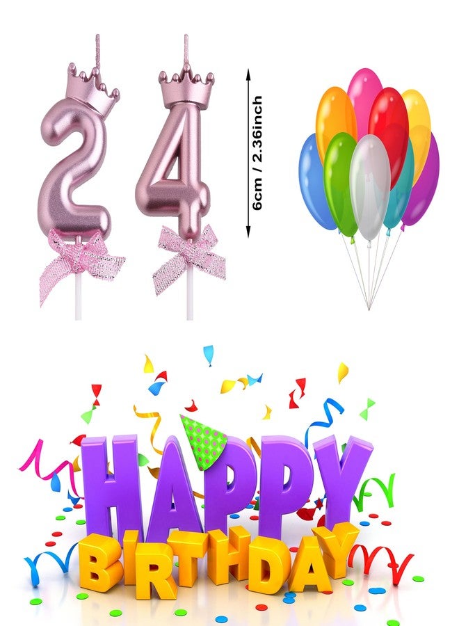 VSHILI 24th 42nd Birthday Candles, Rose Gold 42 24 Year Old Number Birthday Candles, Happy Birthday Party Cake Topper Decoration Gifts for Women Men - Image 2